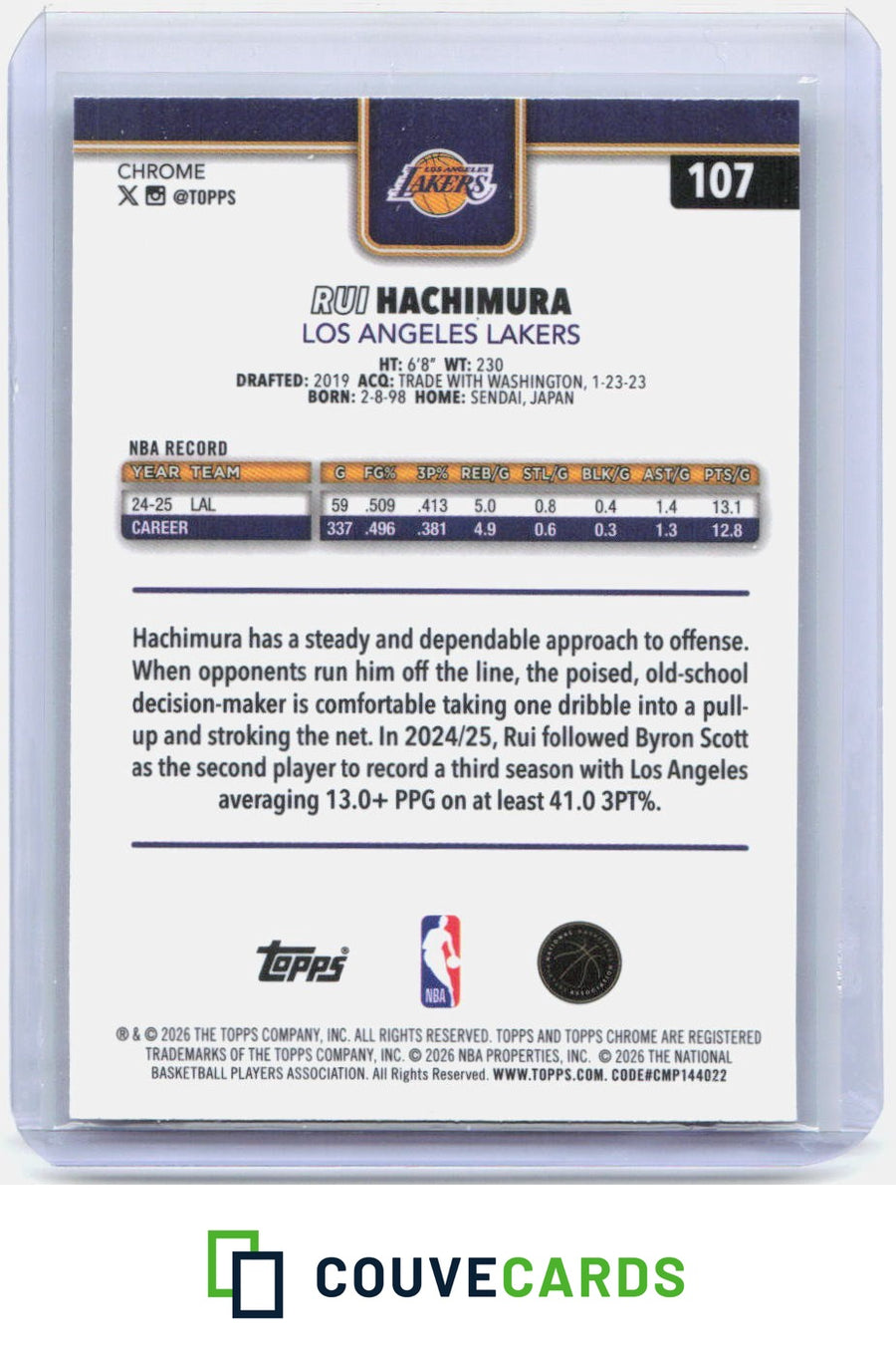 Rui Hachimura 2025-26 Topps Chrome Update #107 X-Fractor