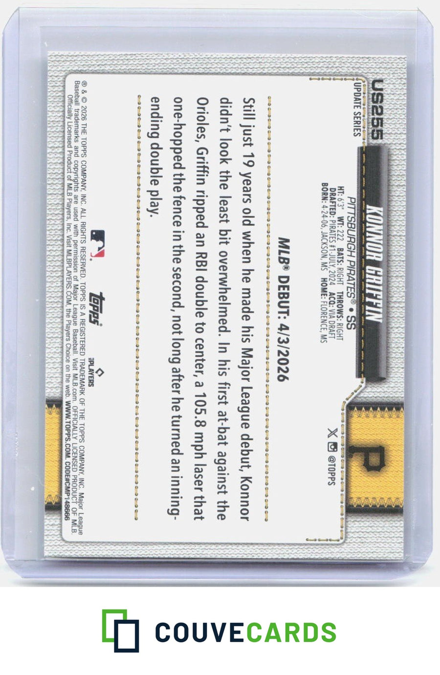 Konnor Griffin 2026 Topps Update #US255