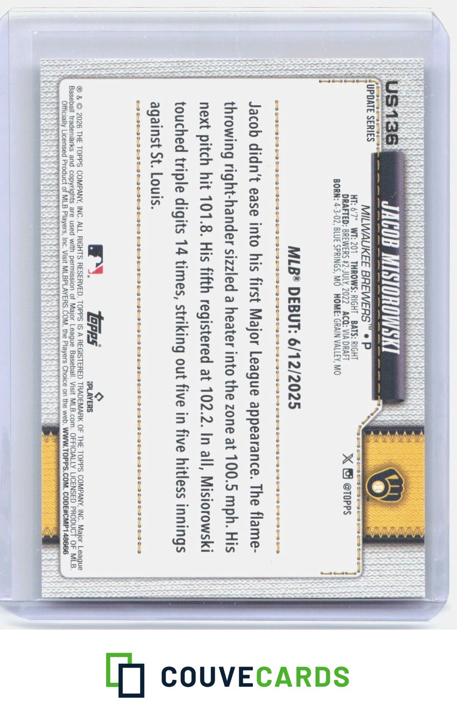 Jacob Misiorowski 2026 Topps Update #US136